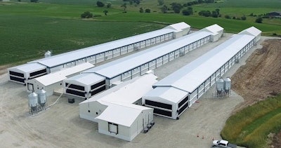 This photo, taken before the completion of construction on the site, is the Hy-Line International Henry Wallace Research Farm that opened in June 2019. (Courtesy Hy-Line International)