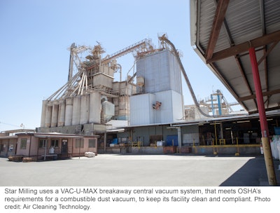 Star Milling uses a VAC-U-MAX breakaway central vacuum system, that meets OSHA's requirements for a combustible dust vacuum, to keep its facility clean and compliant. Photo by Air Cleaning Technology