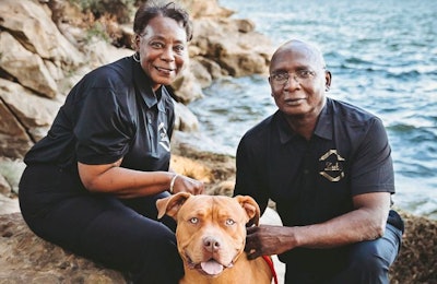 Zach’s founder Daniel Willis, here with his wife Katheryn and Pitbull Samson, prides himself on providing simple, high-quality dog food to his customers. Samson has only ever eaten Zach’s food.| (Rachelle Jones | Rachelle Jones Photography)