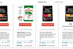 Online platforms in Mexico, such as Petco.com, typically show the discount and regular prices of pet foods. l Courtesy Petco.com.mx