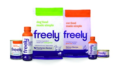 Freely’s line of limited-ingredient products for dogs and cats include kibble, wet food and broths. | (Freely Pet LLC)