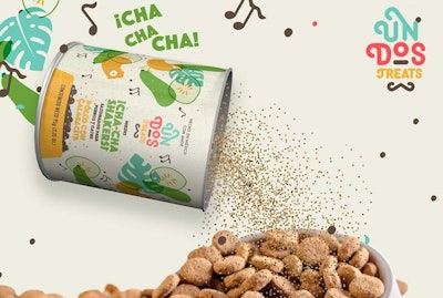 The ¡Cha-cha-Shakers! saltshaker-type package is an innovative feature that facilitates storage and use, avoiding waste and the messiness caused by wet toppers. Courtesy of Petmarkt