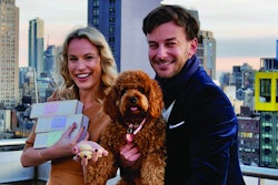 Bonne et Filou Founder and CEO Nicolas Nemeth, here with his wife Linzi and their Cavapoo Filou, took his cues from Filou when deciding to create a French macaron-inspired dog treat. | (Courtesy Bonne et Filou)