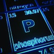 Focus on chemical element Phosphorus illuminated in periodic table of elements. 3D rendering