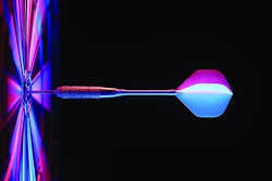 Bullseye dart in red-blue color. The concept of hitting the target