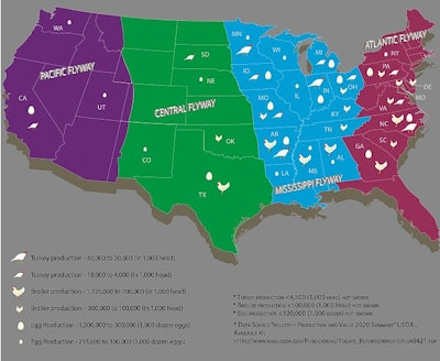 Poultry Production Map With States Labelled
