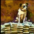Dall·e 2023 05 09 11 59 43 Impressionist Painting Of Dog Sitting On Pile Of Money