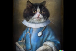 Dall·e 2023 05 09 12 12 49 Renaissance Painting Close Up Cat Dressed As A Doctor