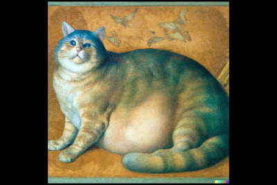 Dall·e Botticelli Painting Of Obese Cat