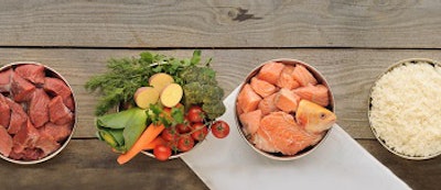 raw petfood in bowls