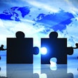 World Business teamwork puzzle pieces 3d rendering