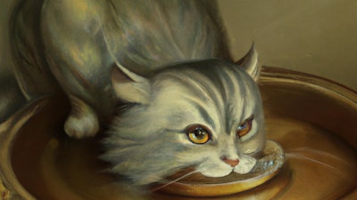 Dall·e 2023 05 09 11 48 52 Da Vinci Painting Of Cat Eating From A Silver Platter