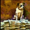 Dall·e 2023 05 09 11 59 43 Impressionist Painting Of Dog Sitting On Pile Of Money