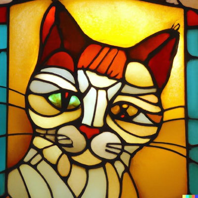 Dall·e 2023 05 18 13 57 12 Stained Glass Window Of Cat