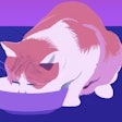 Dall·e 2023 05 18 13 59 40 Cat Eating From Bowl, Vaporwave