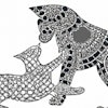 Dall·e 2023 05 18 14 07 19 Cat Playing With Dog, In Style Of Roman Mosaic