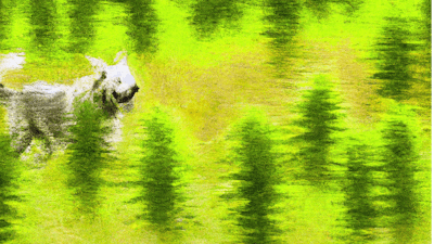 Dall·e 2023 06 14 13 42 00 Monet Painting Of Dog Running Through Hemp Field