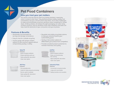 Pet Food Container Sell Sheet Cover