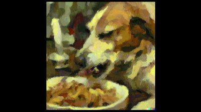 Dall·e 2023 05 09 11 37 07 Impressionist Painting Of Dog Eating
