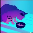 Dall·e 2023 05 18 13 59 43 Cat Eating From Bowl, Vaporwave
