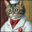 Dall·e 2023 06 14 08 38 58 Norman Rockwell Painting Of Close Up Cat Dressed As A Doctor