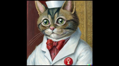 Dall·e 2023 06 14 08 38 58 Norman Rockwell Painting Of Close Up Cat Dressed As A Doctor