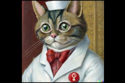Dall·e 2023 06 14 08 38 58 Norman Rockwell Painting Of Close Up Cat Dressed As A Doctor