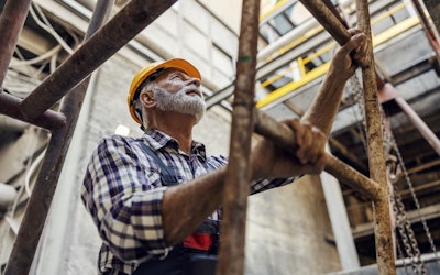 Middle Manager Climbing Ladder
