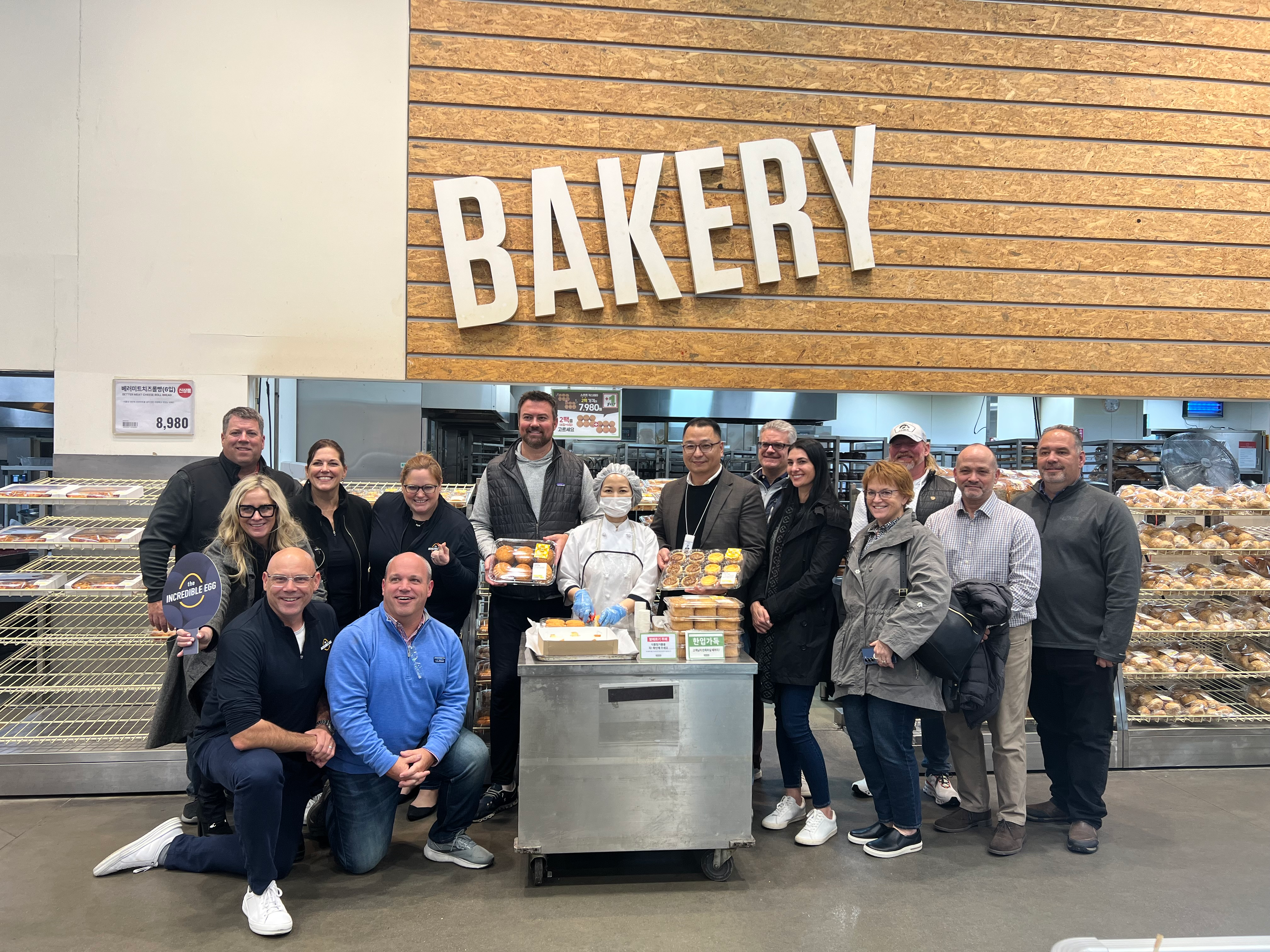 AEB's Emily Metz and U.S. egg producers visiting a bakery chain in Seoul, South Korea.