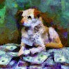 Dall·e 2023 05 09 11 59 49 Impressionist Painting Of Dog Sitting On Pile Of Money