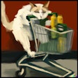Dall·e 2023 05 18 13 58 38 Digital Art Of A Cat Pushing A Grocery Cart