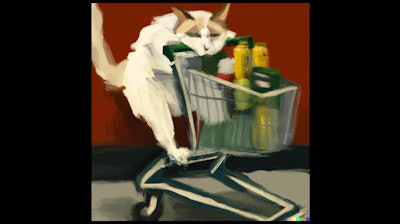 Dall·e 2023 05 18 13 58 38 Digital Art Of A Cat Pushing A Grocery Cart