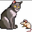 Dall·e 2024 02 21 09 52 20 Pixel Art Image Of A Cat Looking At A Rat