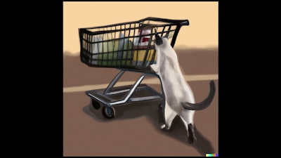 Dall·e 2023 05 18 13 58 42 Digital Art Of A Cat Pushing A Grocery Cart
