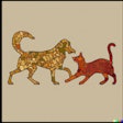 Dall·e 2023 05 18 14 07 29 Cat Playing With Dog, In Style Of Roman Mosaic