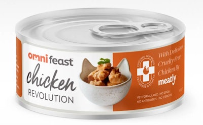 Meatly has created cat food that uses cultivated chicken as its protein source.