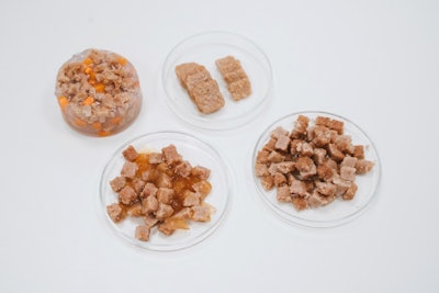 At this year’s Interzoo in Nuremberg, Bene Meat Technologies featured its first samples of cultivated meat chunks in gravy for cats and dogs.