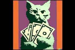 Dall·e 2024 02 27 13 11 17 Andy Warhol Painting Of A Cat Holding A Stack Of Dollar Bills