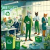 Dall·e 2024 05 09 09 57 33 A Graphic For An Article About Environmentalism In The Pet Food Industry, Featuring Anthropomorphic Cats As Eco Conscious Professionals The Scene Sho