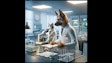 Dall·e 2024 05 15 11 57 06 A Realistic Cgi Image Of A Dog And A Cat Working Together As Scientists In A Modern Laboratory The Lab Is Equipped With Advanced Scientific Equipment