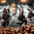 Dall·e 2024 05 20 11 39 10 A Low Angle View, Slightly Blurred Photo Of A Heavy Metal Band With Anthropomorphic Dogs As Band Members The Dogs Are Dressed In Heavy Metal Attire,