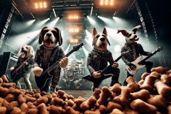 Dall·e 2024 05 20 11 39 10 A Low Angle View, Slightly Blurred Photo Of A Heavy Metal Band With Anthropomorphic Dogs As Band Members The Dogs Are Dressed In Heavy Metal Attire,