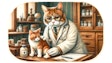 Dall·e 2024 05 20 15 36 16 A Nostalgic Watercolor Painting Of A Cat Dressed As A Doctor From The 1930s The Cat Doctor Is Wearing A Vintage White Coat And Round Glasses, Treatin