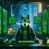 Dall·e 2024 05 21 06 51 15 A Cyberpunk Cgi Image Of An Anthropomorphic Dog Sitting At A Bank Of Computer Screens In A Dystopian Future The Dog Is Wearing Futuristic Clothing An