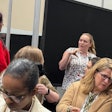 Tamara Ghandour answers an attendee's question during the Women in Petfood Leadership networking lunch on May 1.