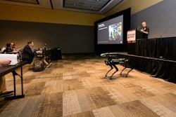 Spot, an autonomous mobile robot, visited the Innovations in Pet Food Processing educational sessions with Dean Elkins from Gray Solutions.