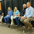 Mark Hulsebus, Mark Lyons, Maria Zieba, Gordon Spronk and Frank Mitloehner take part in a panel discussion at World Pork Expo.