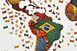 Dall·e 2024 06 27 06 33 29 A Map Of Latin America Made With Dog Kibble Arranged Like A Mosaic The Different Countries Are Outlined And Distinguishable By Variations In Kibble C