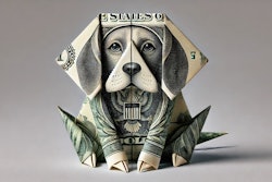 Dall·e 2024 07 16 13 51 49 An Origami Of A Dollar Bill Folded To Resemble A Beagle The Folds Should Be Intricate And Detailed, Capturing The Distinctive Features Of A Beagle Su