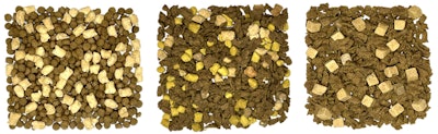Muenster’s kibble plus offering includes multiple protein options.